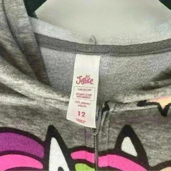 JUSTICE Girls Unicorn One Piece  Pajamas Union Suit Halloween Costume size 12 - Picture 3 of 4